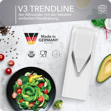 Набір Börner Gemüsehobel V3: V-овочерізалка для 5 видів нарізки, з нержавіючою сталею, з тримачем для фруктів, оранжевого кольору