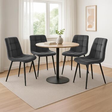 Набір з 4-х м'яких кухонних стільців CLP Asti, темно-сірий, до 150 кг