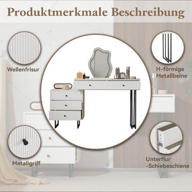 Сучасний туалетний столик ModernLuxe з дзеркалом та 5 шухлядами (100x76x40 см)