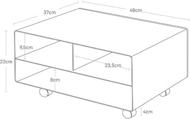 Стол для принтера Yamazaki 4349 Tower, чорний, сталь, мінімалістичний дизайн, 48 x 37 x 19 см