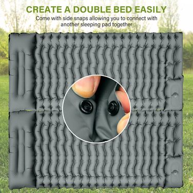 Надувний кемпінговий килимок Yuzonc Isomatte з вбудованим насосом та подушкою, компактний легкий матрац для походу та пляжу (Сірий)