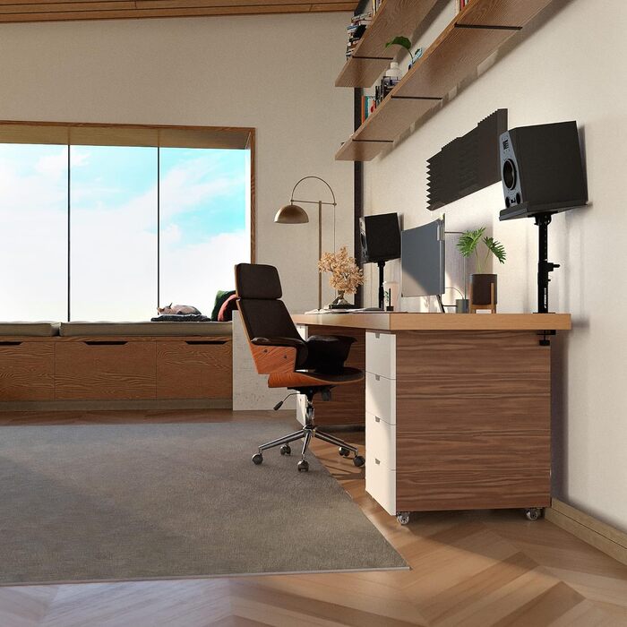 Стійка для акустики Sprenger з кріпленням для столу – регулювання ±20°, до 28кг – з демпфером з піни – стабільна та міцна – для студії, столу та DJ-setup – чорний колір