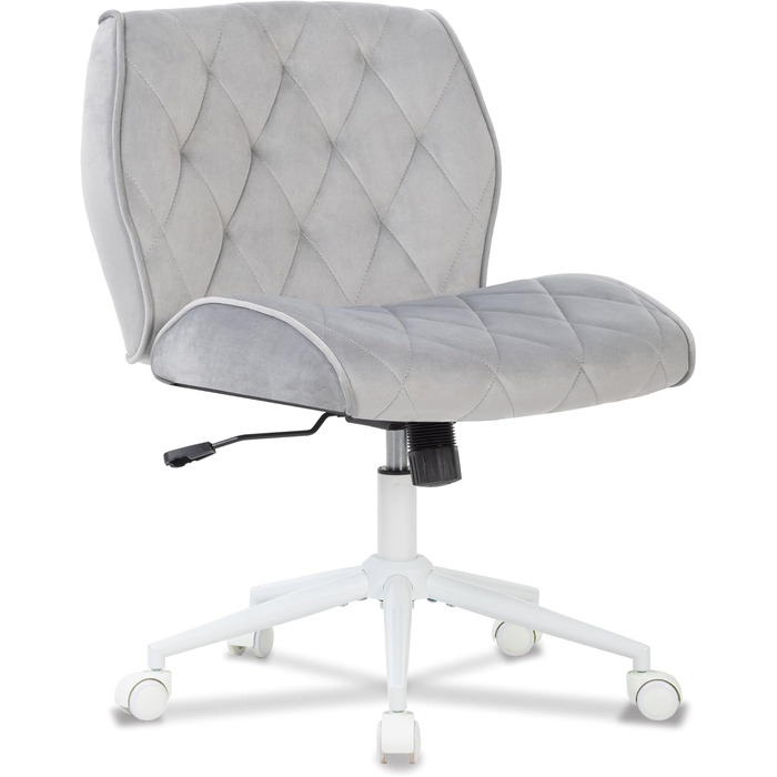 Крісло для дому та офісу Symino з регульованою висотою, функцією гойдання 12°, обшите штучною замшею, до 150 кг, сірий колір