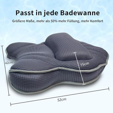 Подушка для ванни Poemland Extra Dickes – велика, з підтримкою шиї, спини та голови (сіра)