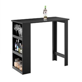 Стільниця-барний стіл SoBuy з 3 полицями, 112x106x57 см, чорний. Підходить для кухні, вітальні, офісу. Модель FWT17-II-SCH
