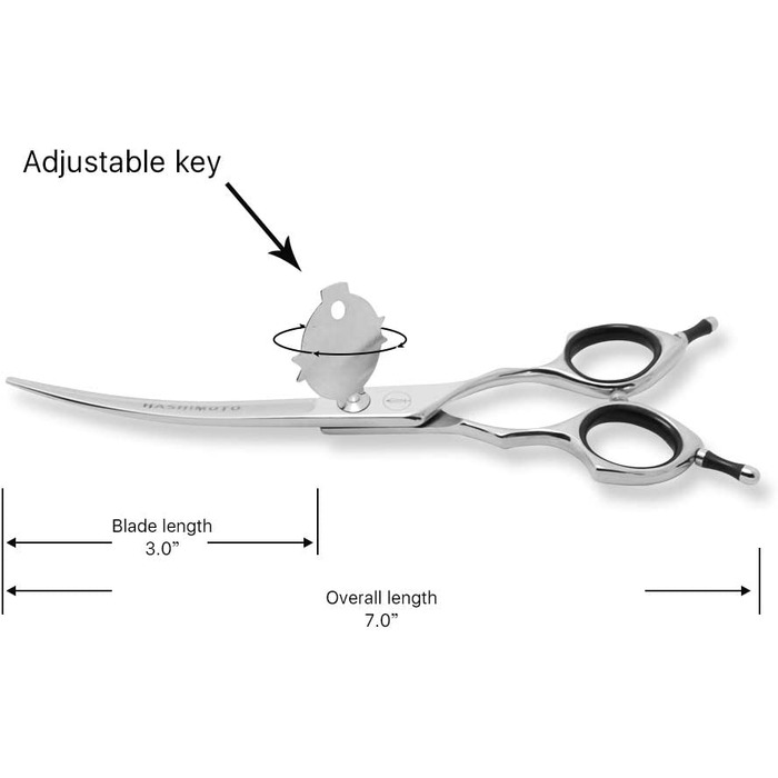 Вигнуті ножиці ХАШИМОТО для догляду за собаками, легкі, ножиці для догляду за домашніми тваринами, 6,5 дюйма, вигнутий круглий наконечник (кульковий наконечник) 6,5