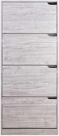 Стеллаж для взуття BAKAJI з МДФ, 4 дверцята, компактний, 63x24x150 см, зелений та дуб