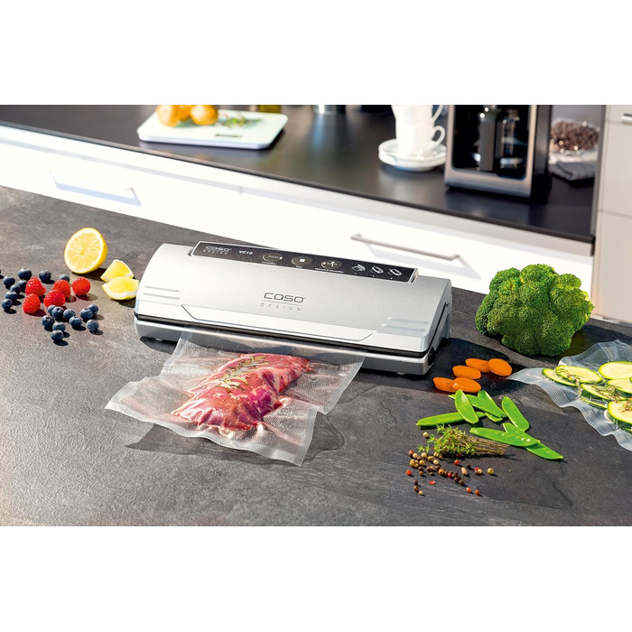 Вакууматор CASO VC10 для продуктів харчування, пристрій для вакуумування з 10 пакетами, ширина шва 30 см