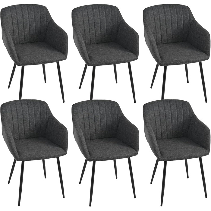 Набір обідніх стільців для кухні та вітальні (6 шт., чорно-сірий)