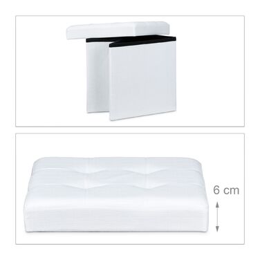 Relaxdays Складний табурет з місцем для зберігання, льон