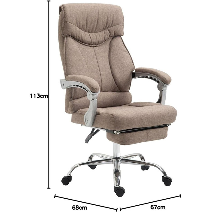 Офісне крісло CLP Big Iowa з тканинним покриттям, крісло для керівника з підніжкою, вантажопідйомність до 136 кг, регульована висота, колір: тауп
