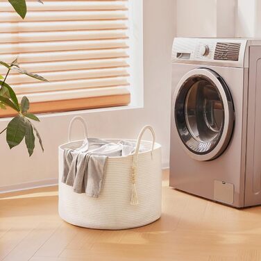 Плетіний кошик для білизни Youdenova 65L - великий кошик для зберігання, плетений кошик для ковдр, іграшок, дитячої кімнати, вітальні