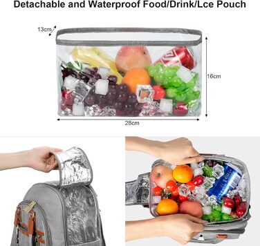 Набір для пікніка на 4 особи з термосумкою, флісовою ковдрою, столовим приладдям, для кемпінгу, пляжу, подорожей, походів (Світло-сірий)