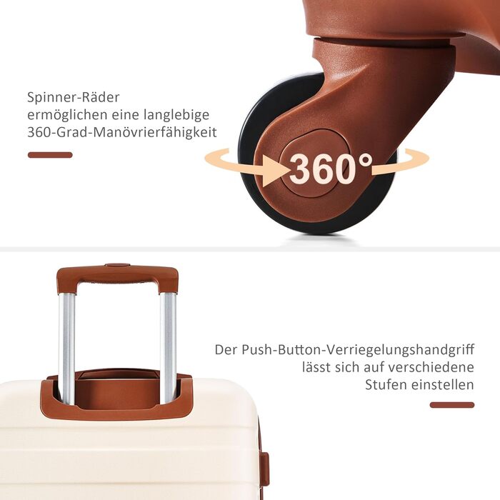 Набір валіз Merax 3 шт. з ABS-пластику з колесами та TSA-замком (елефантово-коричневий)