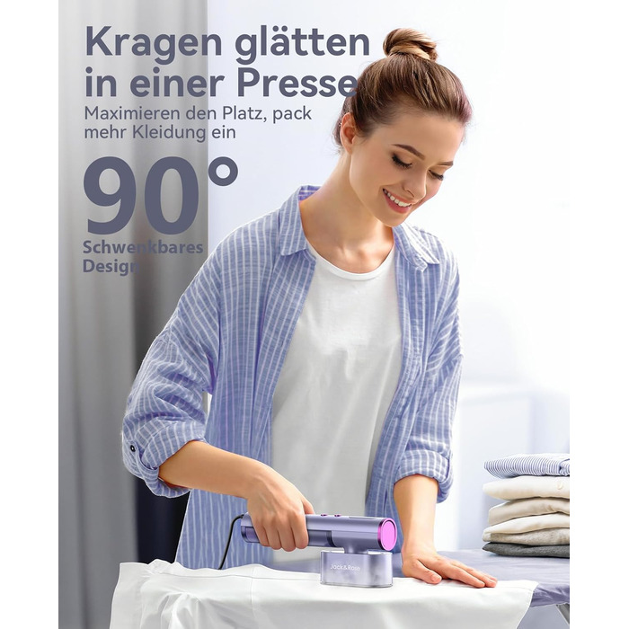 Jack & Rose Дампфглеттер: Портативний праска-парогенератор для подорожей, 1000W, 110-240V, 2-в-1, Швидкий нагрів 15с, Violet