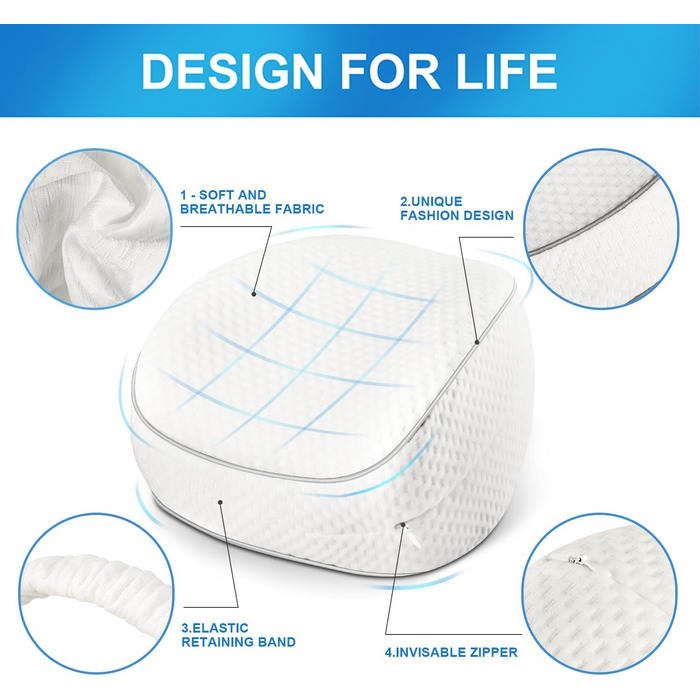 Ергономічна подушка між ніг для сну на боці CREATESTAR з ефектом пам'яті (Memory Foam) зі знімним чохлом