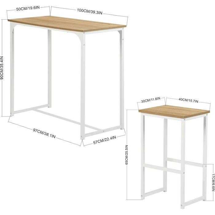 Набір кухонних меблів: стіл та 4 табурети з дуба для кухні та бару