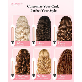 BESTOPE PRO Lockenstab 6-в-1: великі та малі локони, різні насадки, регулювання температури, рожеве золото
