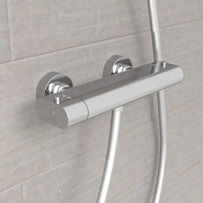 Дзеркальна душова арматура EISL CARNEO з терморегулятором, водоспадом та захистом від перегріву (38°C), хром