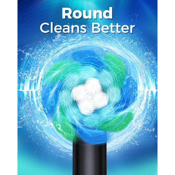 Електрична зубна щітка Rotierende для дорослих з 8 насадками, 4 режимами чищення, акумулятором на 60 днів та смарт-таймером 2 хв - професійна електрична зубна щітка (чорна)