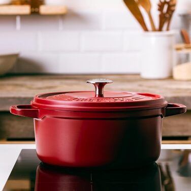 GreenPan Featherweights - Сковорода з кришкою, 22 см, 3 л, керамічне антипригарне покриття, чавун, індукція, сумісна з духовкою, червона