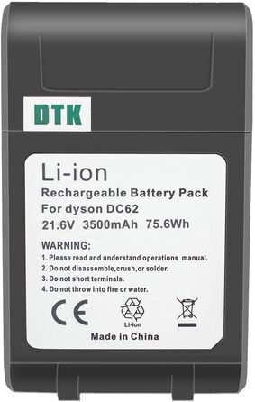 Змінна батарея DTK для ручного пилососа Dyson V6 SV03-SV09 DC58-DC74 21,6 В 4000 мАг