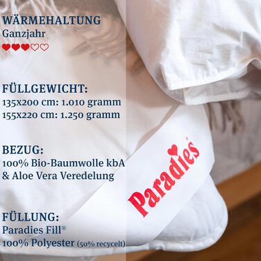 Ковдра Paradies Ganzjahresdecke 135x200 см - Prima Bio, тепла та дихаюча, стегане покривало для ліжка 135x200 см