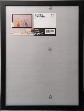 Рамка Ikea FISKBO, пластик і ДВП, 30x40 см, чорний-набір з 3 предметів