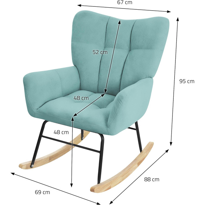Крісло-гойдалка ML-Design Salbei з оббивкою під фліс, дерев'яні полози, для вітальні/спальні/балкона