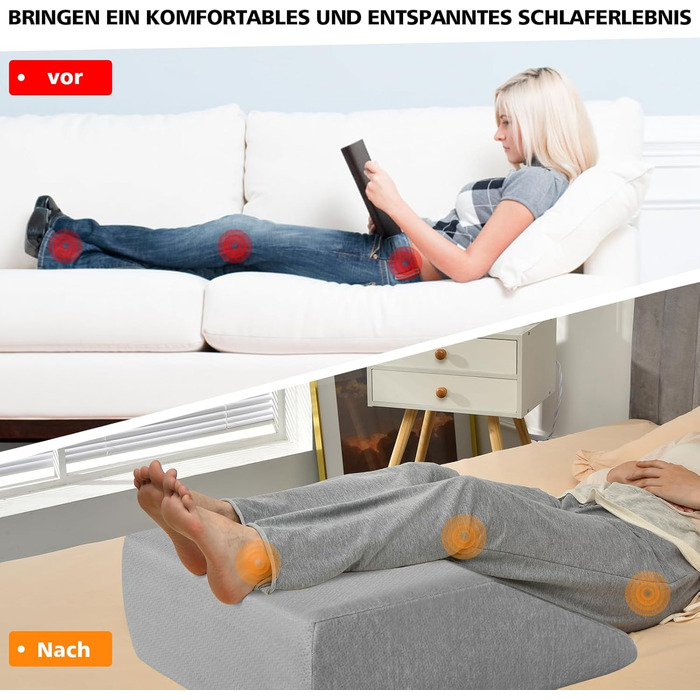 Підставка для ніг Costway з піною з пам'яті, подушка для підйому ніг, для підтримки ніг та колін, сіра