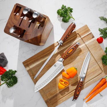 Набір ножів Wildmok 7 шт. з нержавіючої сталі, з ручками з пакавуду, для кухні