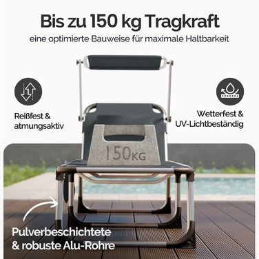 Шезлонг Bari Grey 210х60х81см з сумкою