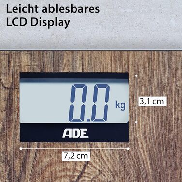 Цифрові ваги для тіла ADE у затишному дерев'яному стилі Великий дисплей з підсвічуванням Нековзна вагова поверхня з безпечного скла Точні результати зважування