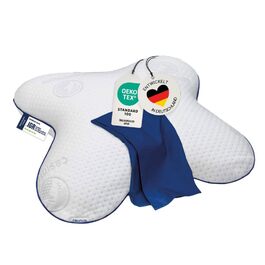 Ортопедична подушка для сну на боці з Memory Foam, 56x48 см. Подушка для шиї, синього кольору.