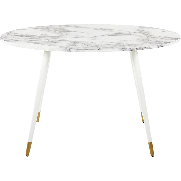 Стільниця Beliani Glamour з МДФ під мармур, біла, овальна, 120 x 70 см, металеві ніжки