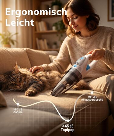 Акумуляторний ручний пилосос для авто та дому, 25000Па, бездротовий з HEPA-фільтром та набором насадок, білий