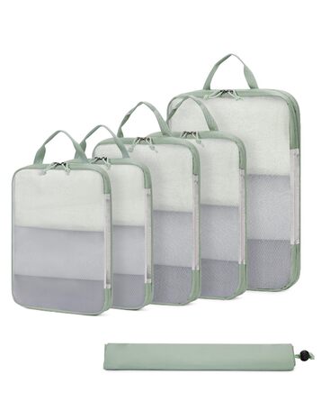 Набір компресійних органайзерів для валізи та рюкзака ECOHUB, 6 предметів, ультралегкі пакувальні куби з сітки для ручної поклажі, екологічні (Зелений)