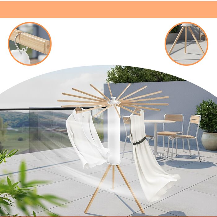 Relaxdays Сушарка для білизни з бука, 18 вішалок