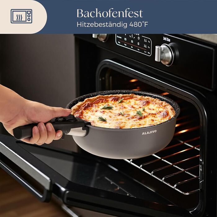 Набір посуду 17 частин з знімним ручками, антипригарне покриття, для всіх типів плит, включаючи індукційні, сумісний з духовкою (сірий)