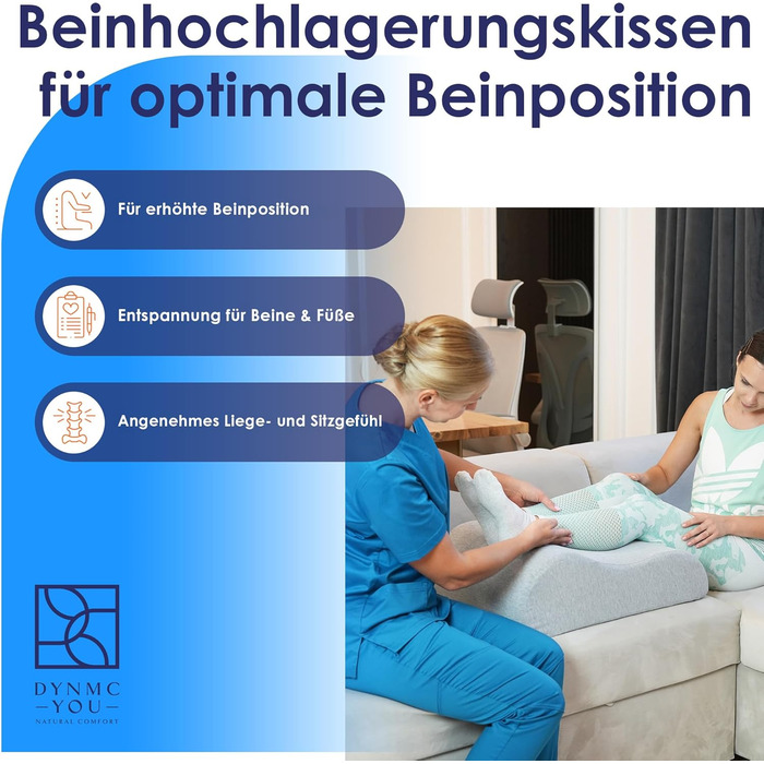 Подушка для ніг з ортопедичною підтримкою - для ніг, спини, спини, для дорослих, сертифікат Oeko-Tex, ідеально підходить для ліжка (L (22см))