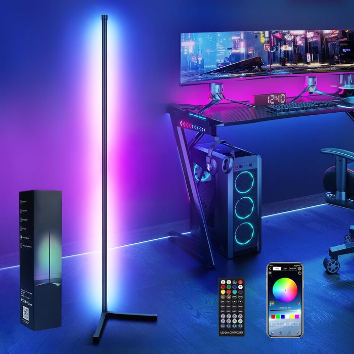 Світлодіодний торшер Comius Sharp 160 см Smart RGB з дистанційним керуванням, додатком, музичними режимами, функцією зроби сам і синхронізацією