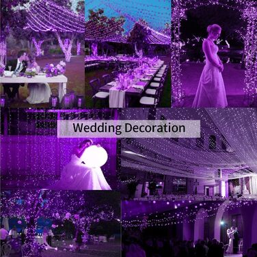 Гірлянда світлодіодна Herbst 35м, 320 LED, фіолетова, для Хелловіну, Різдва, вечірки, саду, дому. Водостійка, 8 режимів, з пам'яттю.