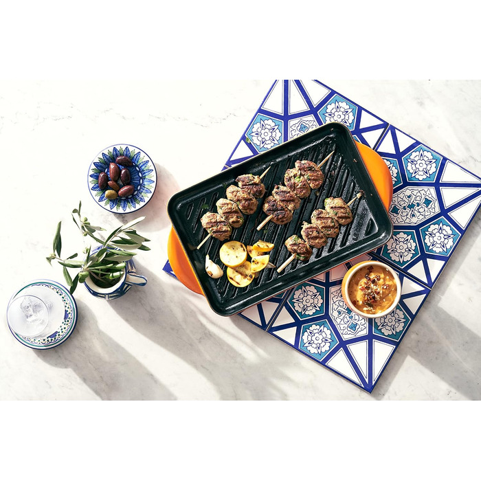 LE CREUSET Гриль-пательня прямокутна чавунна, 33 см, Червона, для всіх плит (індукція)