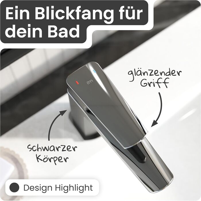 Змішувач для ванної кімнати Instmaier Amelie, одноlever, з міді (чорний/хром)