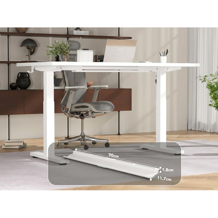 Електричний підйомний стіл Devoko 160x80 см, ергономічний комп'ютерний стіл для роботи стоячи та сидячи, подвійний мотор, пам'ять, USB-C, білий