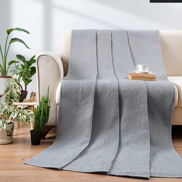 Покривало Nesily Преміум 150200 см-покривало для дивана-покривало з вафельним візерунком-покривало для ліжка-покривало для спальні-вафельний ковдру-покривало-вафельний ковдру (сірий)