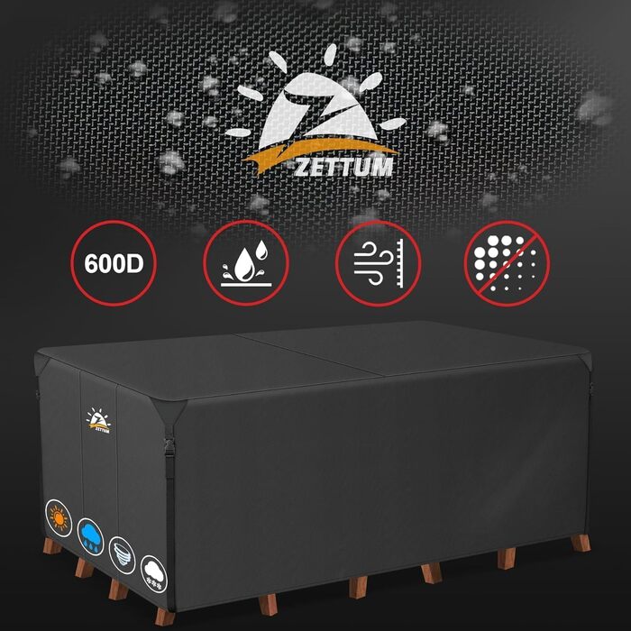 Чохол для садово-патіо меблів Zettum 160x135x73 см, водонепроникний, 600D Oxford, захисна накривка для саду та тераси