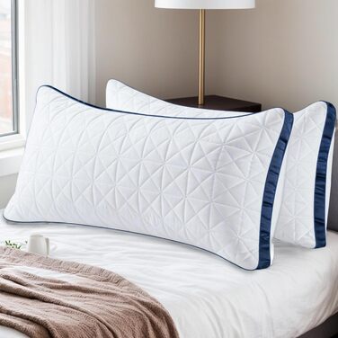 Подушки для сну 40x80 см, 2 шт. - ортопедичні подушки для тих, хто спить на боці з мікрофібровою начинкою, дихаючі, м'які та підтримують. Колір: морська хвиля