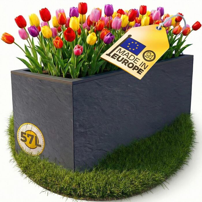 Плантатор Ondis24 Vulkan, 57л, прямокутний, з водосховищем, для балкона/тераси, антрацит