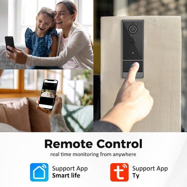 Розумна відеодзвінок Swokely Smart WiFi з PIR-датчиком, нічне бачення, IP65, для дому